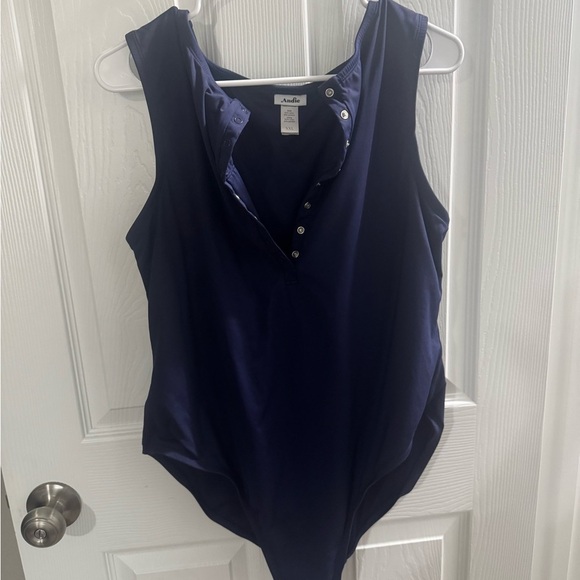 Andie Midnight Blue Button-Front One-Piece Swimsuit - Picture 4 of 6